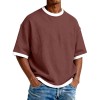 Camiseta Masculina Casual com Gola Redonda e Cores Contrastantes — Malha Leve de Algodão, Manga Curta, para o Dia a Dia