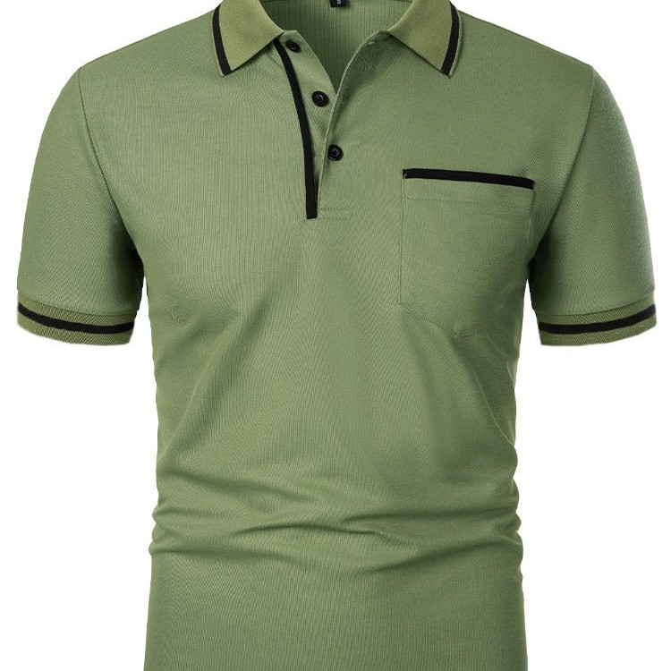 Camiseta Masculina Casual de Manga Curta com Gola Lapela