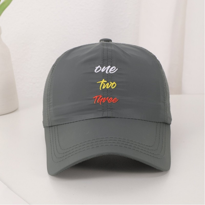Boné Masculino de Cor Sólida com Bordado de Letras, Furos de Ventilação e Secagem Rápida — Leve, Casual e Esportivo, para Trilhas e Viagens