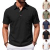 Camisa Polo Masculina de Linho para Praia, Corte Largo e Minimalista
