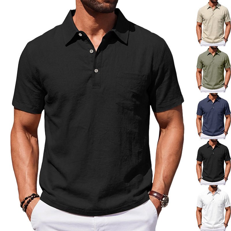 Camisa Polo Masculina de Linho para Praia, Corte Largo e Minimalista