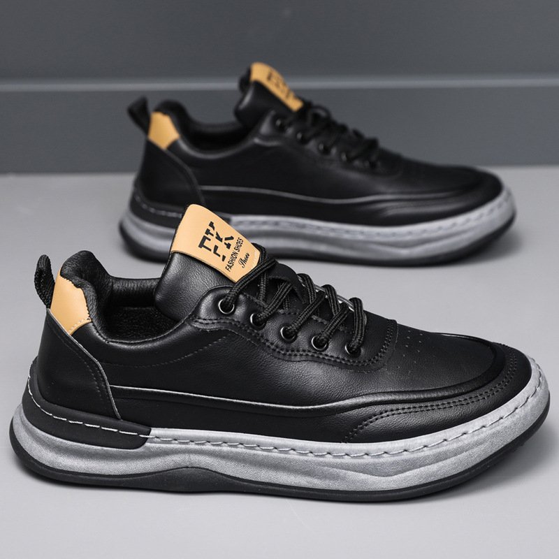Sapatos Casuais Masculinos Respiráveis e Versáteis com Sola Macia, Amarração e Bico Redondo