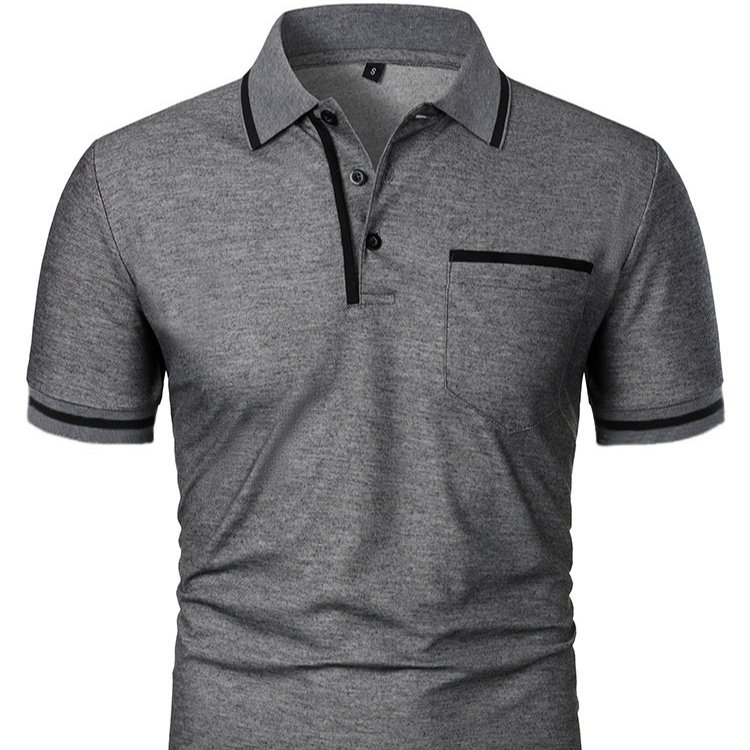 Camiseta Masculina Casual de Manga Curta com Gola Lapela