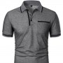 Camiseta Masculina Casual de Manga Curta com Gola Lapela
