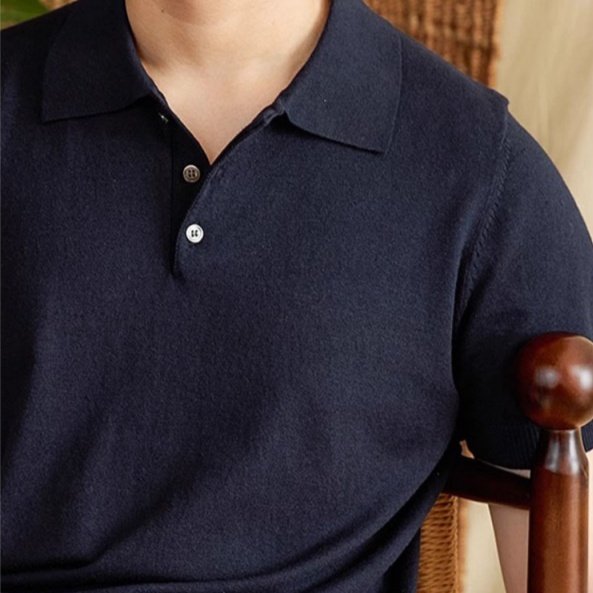 Camisa Polo Masculina Fina e Casual de Corte Ajustado para o Verão