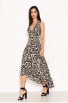 Leopard Print Frill Maxi Dress