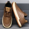 Sapatos Casuais Masculinos Respiráveis e Versáteis com Sola Macia, Amarração e Bico Redondo