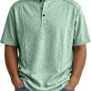 Camisa Polo Masculina de Tricô de Manga Curta com Gola Henley
