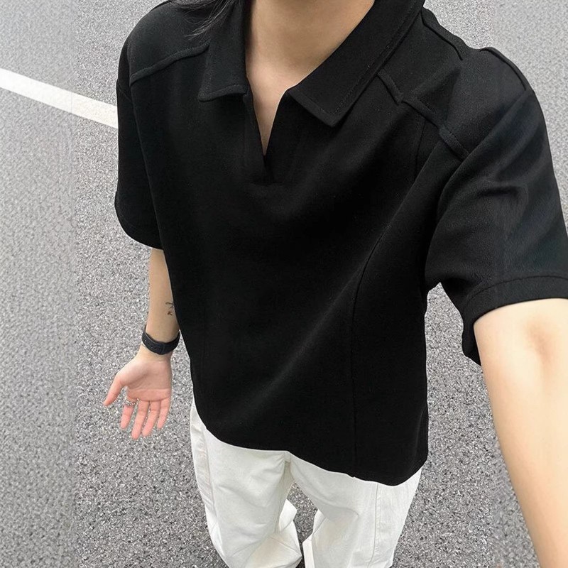Blusa Masculina Casual Retrô de Manga Curta