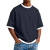 Camiseta Masculina Casual com Gola Redonda e Cores Contrastantes — Malha Leve de Algodão, Manga Curta, para o Dia a Dia