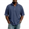 Blusa Masculina de Verão, Larga, Casual e de Cor Sólida com Trama Waffle
