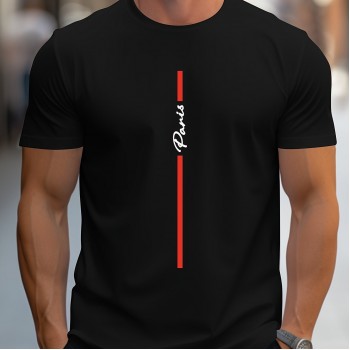 Camiseta Masculina com Estampa Paris Caligrafada