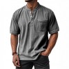 Camisa Masculina Casual de Manga Curta com Botões e Gola Redonda, Combina com Tudo