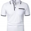 Camiseta Masculina Casual de Manga Curta com Gola Lapela