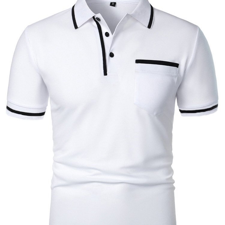 Camiseta Masculina Casual de Manga Curta com Gola Lapela