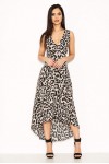 Leopard Print Frill Maxi Dress