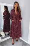 Plum Animal Print Button Up Midi Dress