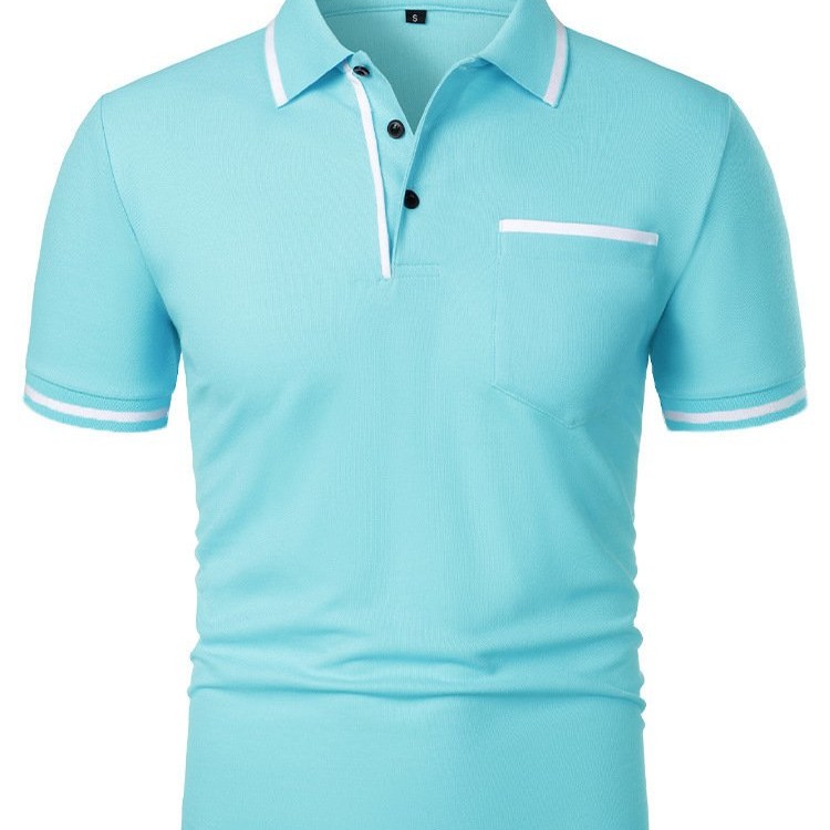 Camiseta Masculina Casual de Manga Curta com Gola Lapela