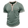 Camiseta Henley Vintage Masculina de Manga Curta com Botões