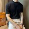 Camiseta de Tricô Masculina de Manga Curta em Ice Silk com Gola Redonda e Corte Ajustado