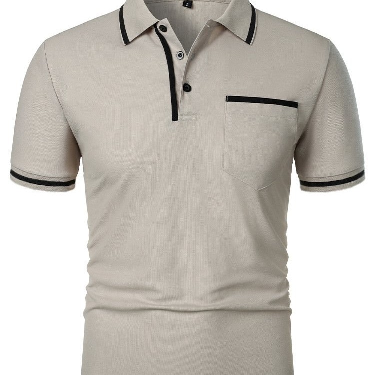 Camiseta Masculina Casual de Manga Curta com Gola Lapela