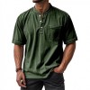 Camisa Masculina Casual de Manga Curta com Botões e Gola Redonda, Combina com Tudo