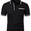 Camiseta Masculina Casual de Manga Curta com Gola Lapela
