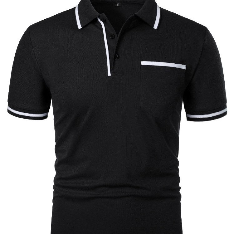 Camiseta Masculina Casual de Manga Curta com Gola Lapela
