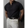 Camisa de Tricô Masculina de Verão, Manga Curta, Cor Sólida e Corte Ajustado