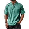 Camisa Masculina Casual de Manga Curta com Botões e Gola Redonda, Combina com Tudo