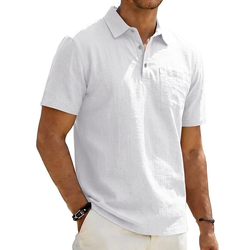 Camisa Polo Masculina de Linho para Praia, Corte Largo e Minimalista