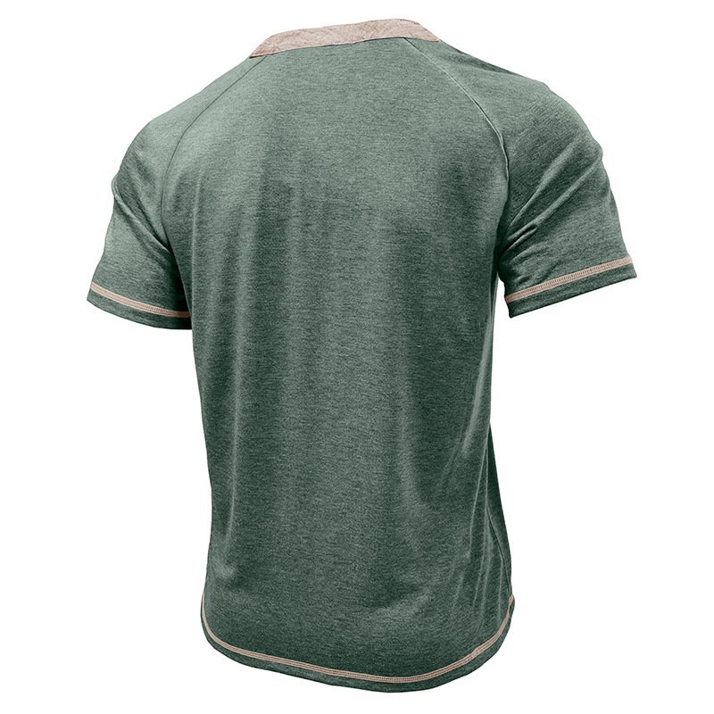 Camiseta Henley Vintage Masculina de Manga Curta com Botões