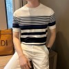 Blusa Masculina de Tricô Listrada com Gola Redonda, para Verão