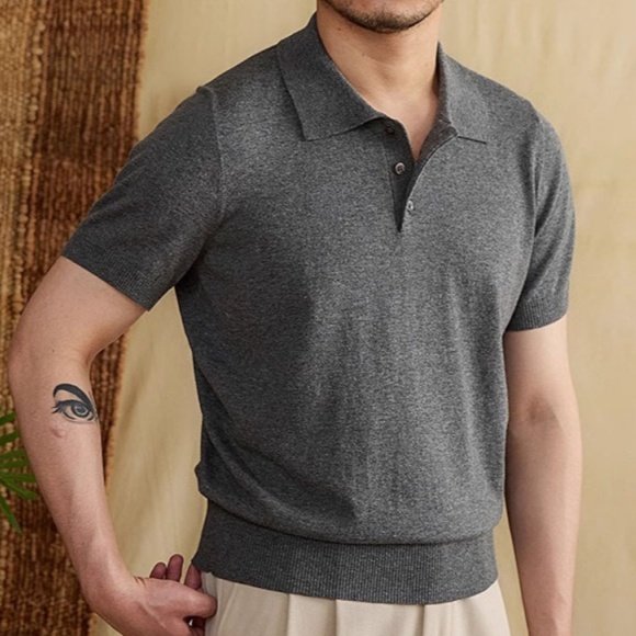 Camisa Polo Masculina Fina e Casual de Corte Ajustado para o Verão