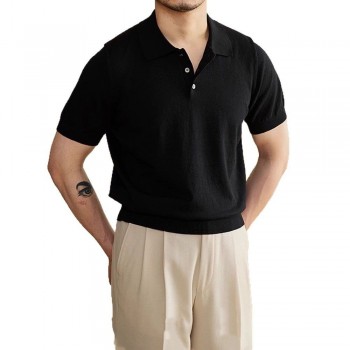 Camisa Polo Masculina Fina e Casual de Corte Ajustado para o Verão