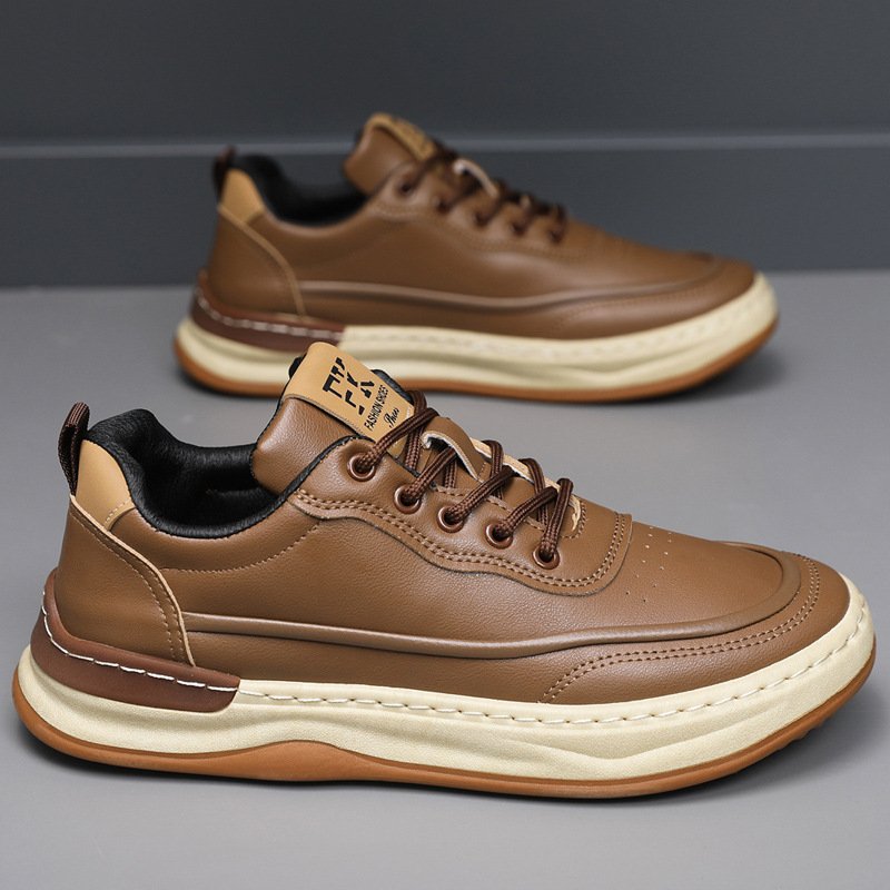 Sapatos Casuais Masculinos Respiráveis e Versáteis com Sola Macia, Amarração e Bico Redondo
