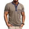 Camiseta Henley Vintage Masculina de Manga Curta com Botões