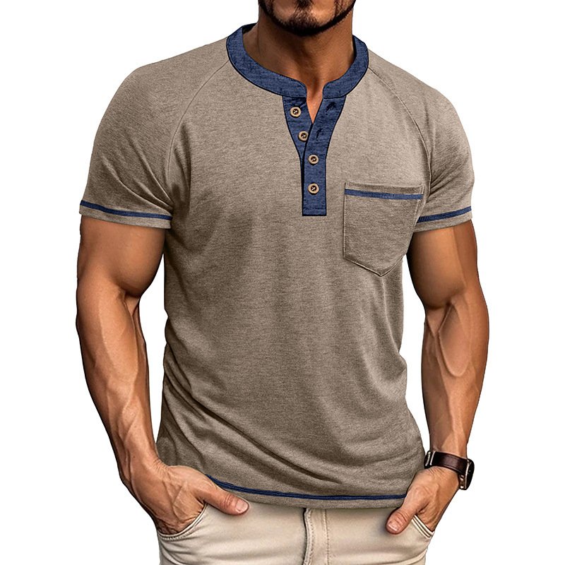 Camiseta Henley Vintage Masculina de Manga Curta com Botões