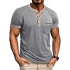 Camiseta Henley Vintage Masculina de Manga Curta com Botões