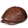Chapéu Masculino de Couro Estilo Octogonal com Topo Arredondado