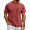 Camiseta Masculina Casual Retrô com Manga Raglan, Gola Redonda e Acabamento Envelhecido