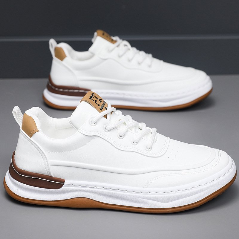Sapatos Casuais Masculinos Respiráveis e Versáteis com Sola Macia, Amarração e Bico Redondo