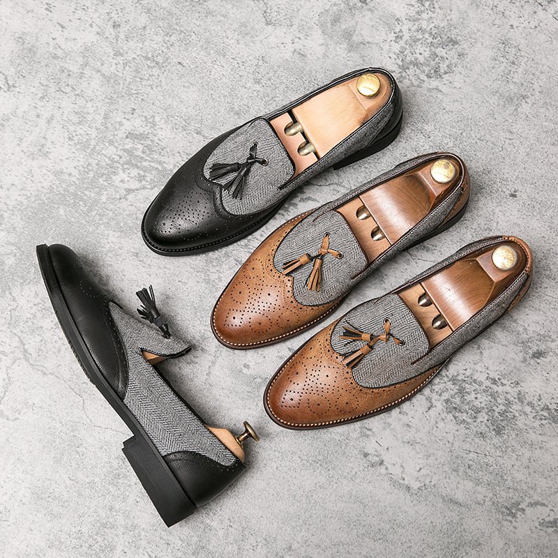 Sapatos de Couro Masculinos Casuais e Versáteis Estilo Inglês