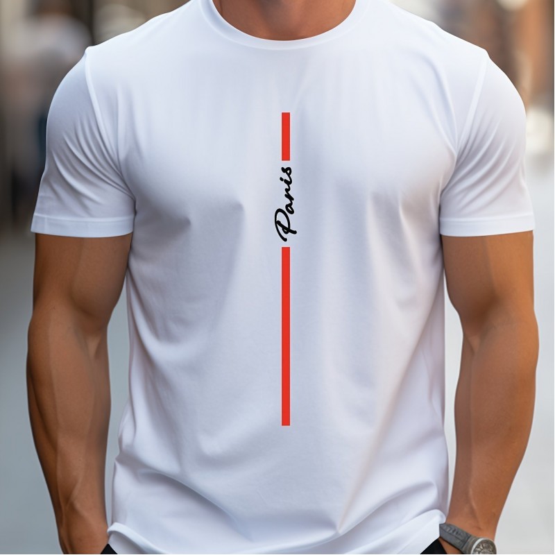 Camiseta Masculina com Estampa Paris Caligrafada