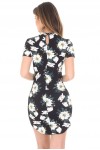 Black Floral Choker Mini Bodycon Dress