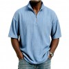 Blusa Masculina de Verão, Larga, Casual e de Cor Sólida com Trama Waffle
