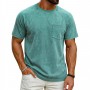 Camiseta Masculina Casual Retrô com Manga Raglan, Gola Redonda e Acabamento Envelhecido