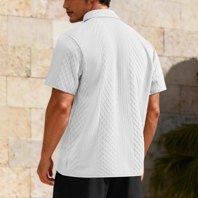 Camiseta Masculina de Verão, Leve, Larga, Respirável e de Cor Sólida
