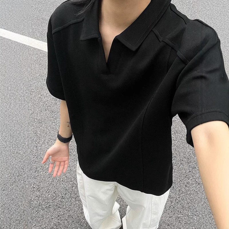 Blusa Masculina Casual Retrô de Manga Curta