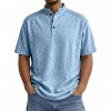 Camisa Polo Masculina de Tricô de Manga Curta com Gola Henley